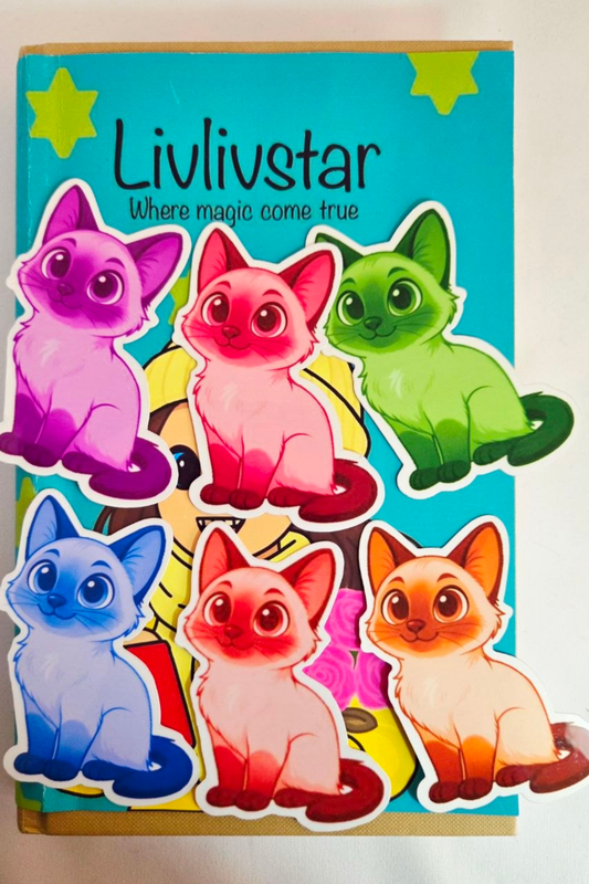 Cute Cat Stickers Glossy Waterproof Kawaii Cats Large Pack or Single