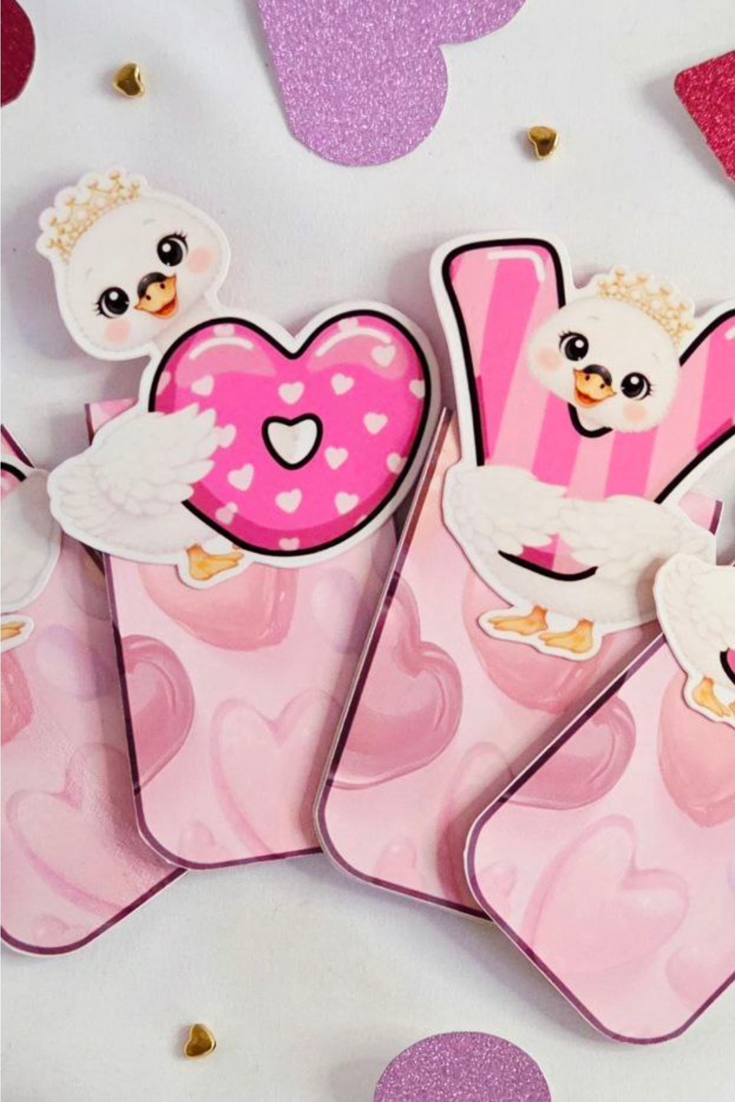 💕 LOVE Swan Magnetic Bookmark Set