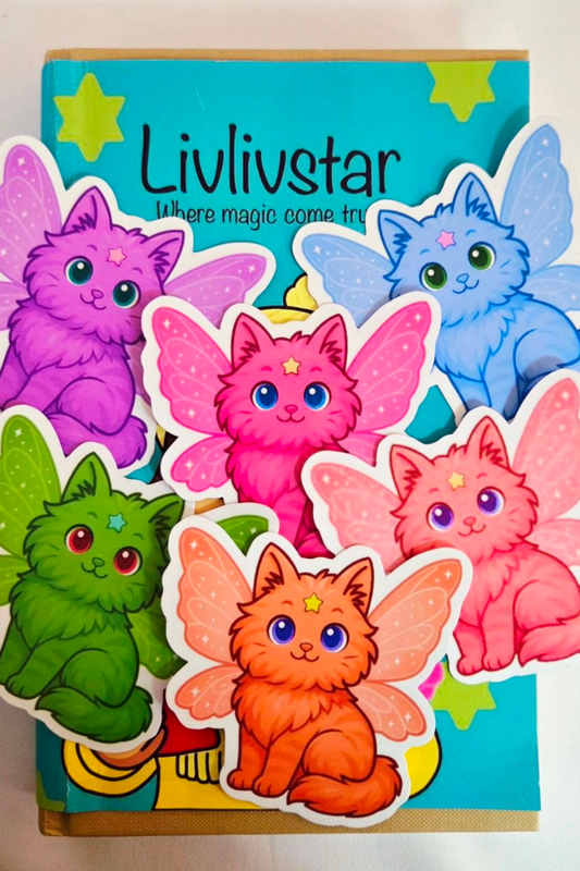 Fairy Rainbow Cats Glossy Sticker Pack