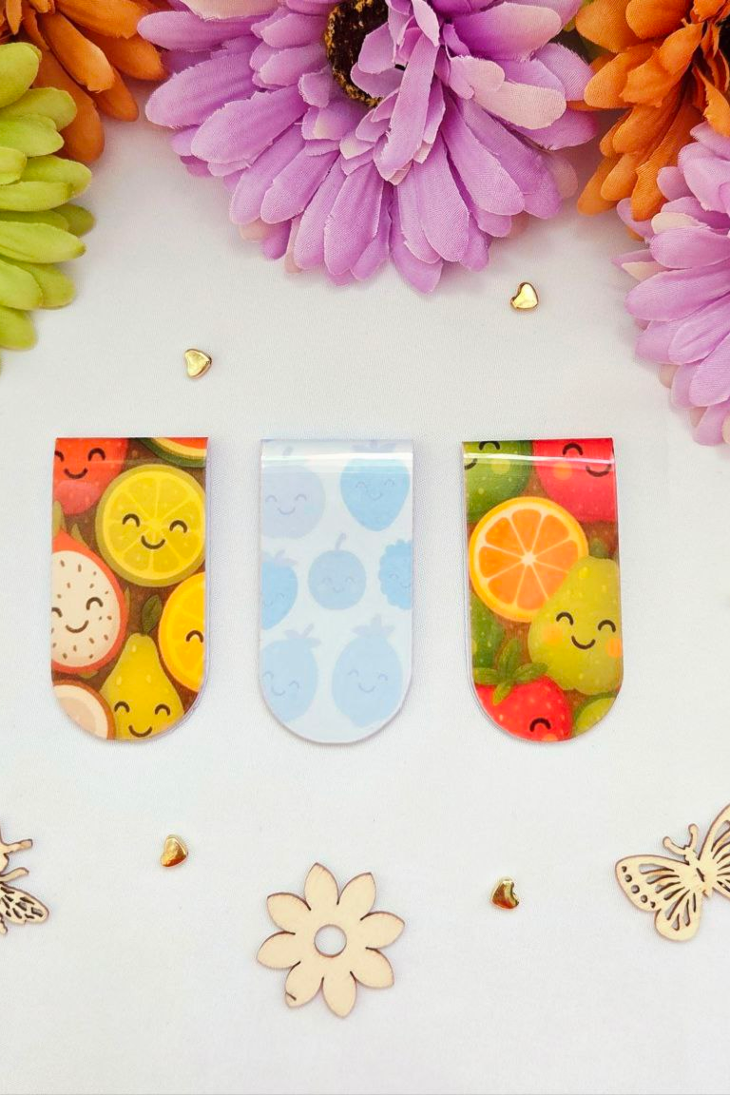 Fruity Smiles Magnetic Bookmarks -Pack of 3 bookmarks