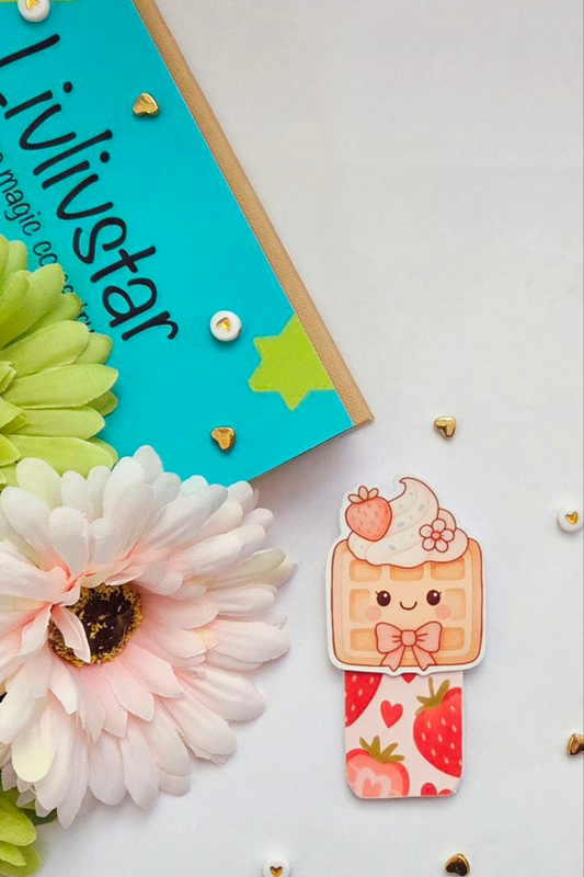 Strawberry Cream Waffle Magnetic Bookmark