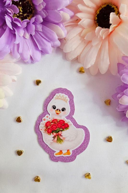 Rose Bouquet Swan Glitter Sticker