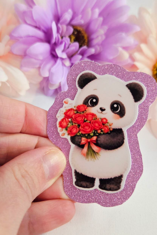 Valentine Rose Animal Glitter Sticker Pack (15 Stickers)