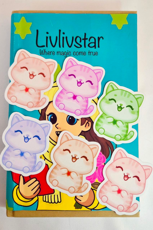 Rainbow Love Cats Glossy Sticker - Pack of 6 Stickers