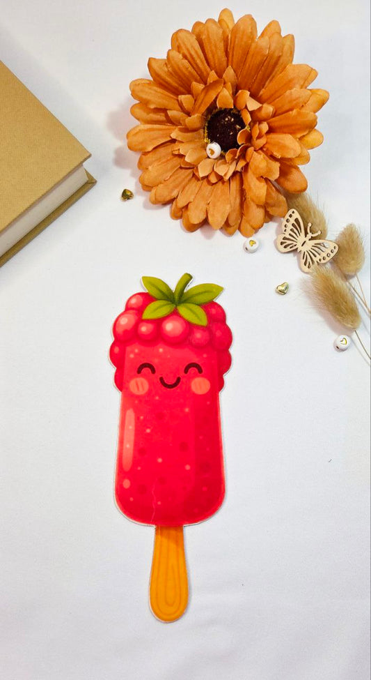 Kawaii Raspberry Popsicle Bookmark