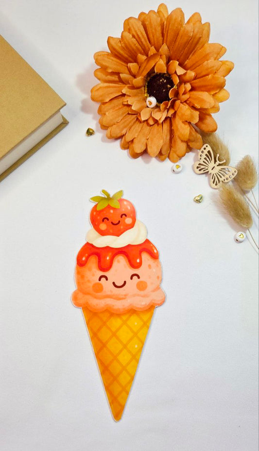 Kawaii Strawberry Ice Cream Bookmark