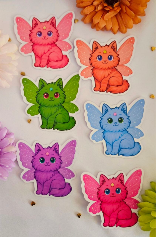 Fairy Rainbow Cats Glossy Sticker Pack