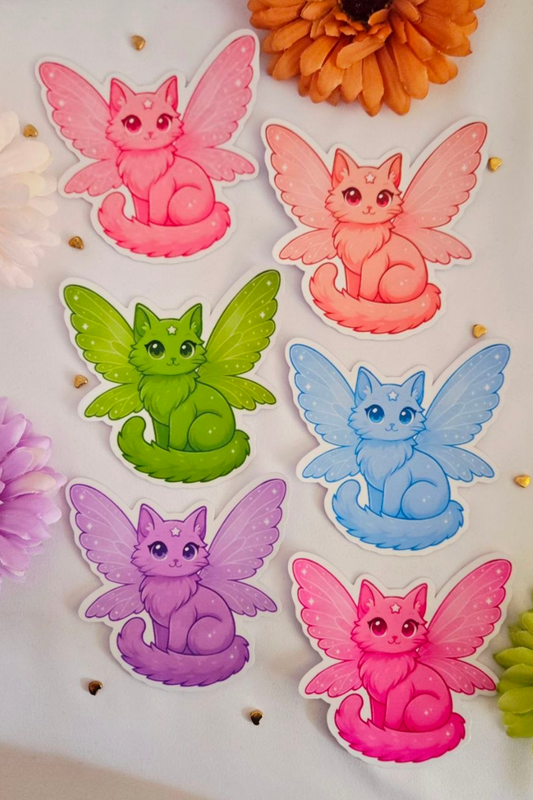 Fairy Rainbow Cats Large Glossy Sticker Pack