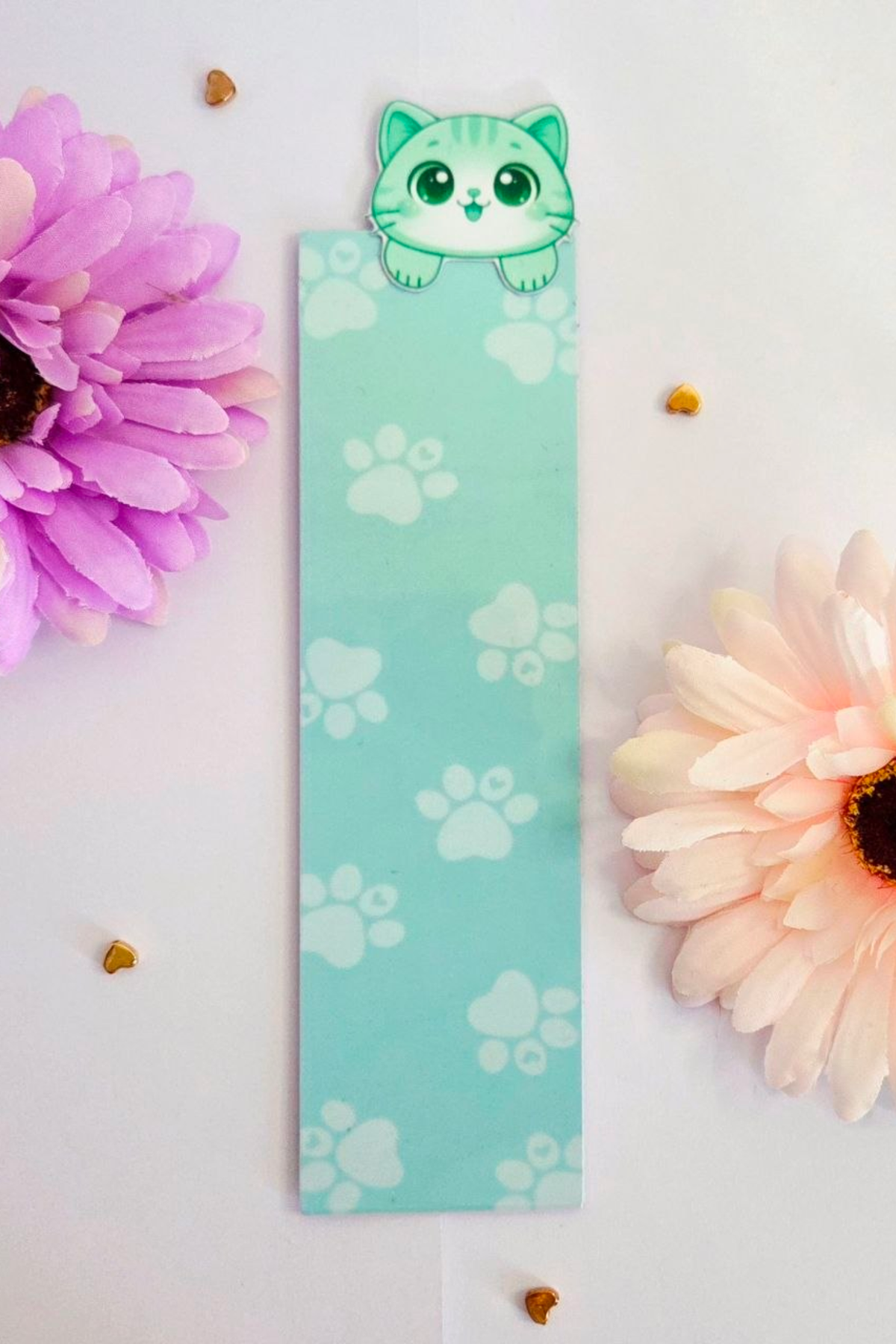3D Effect MintGlow Paw Bookmark