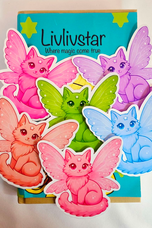 Fairy Rainbow Cats Large Glossy Sticker Pack