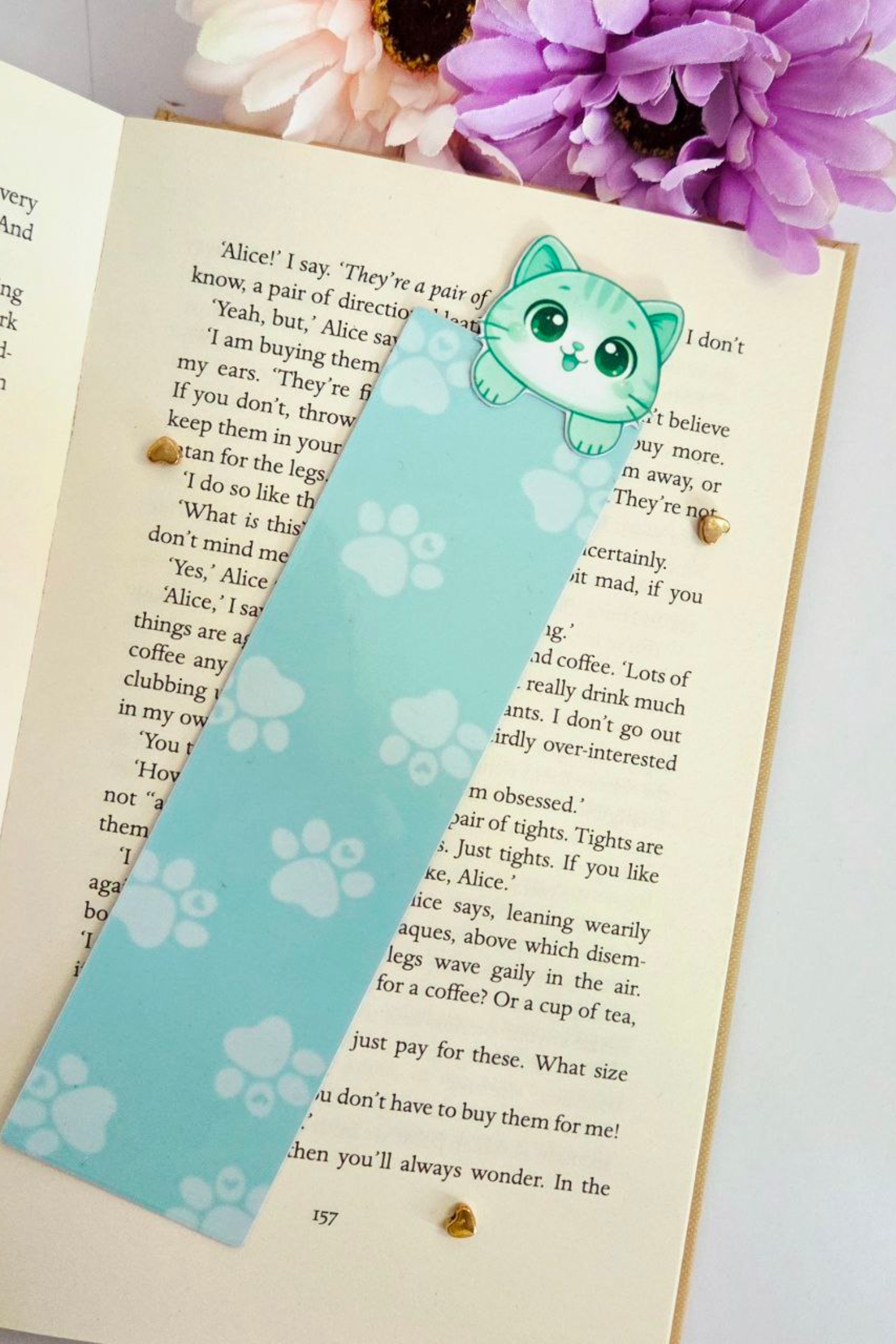 3D Effect MintGlow Paw Bookmark