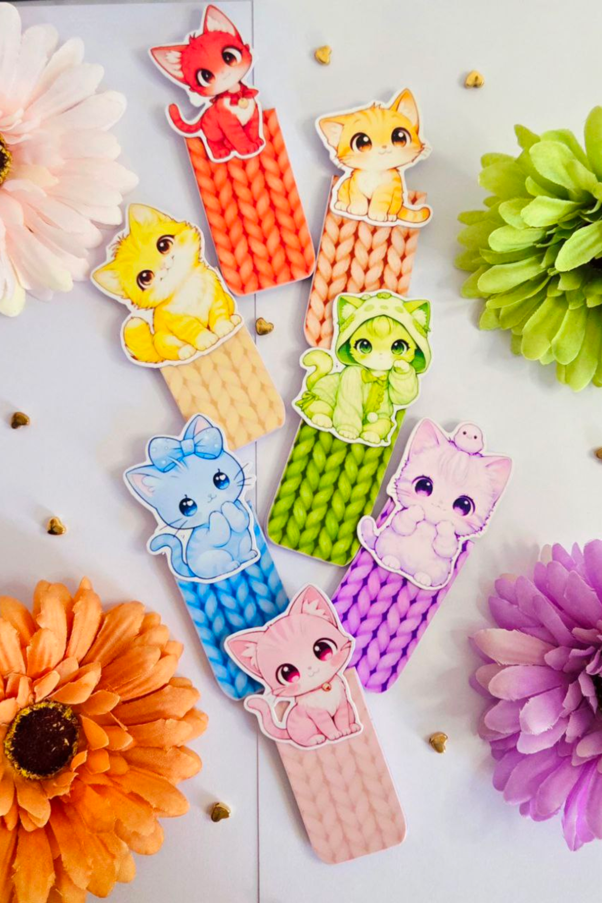 LivLivStar™ Rainbow Cats Magnetic Bookmark Collection Pack of 7 bookmarks