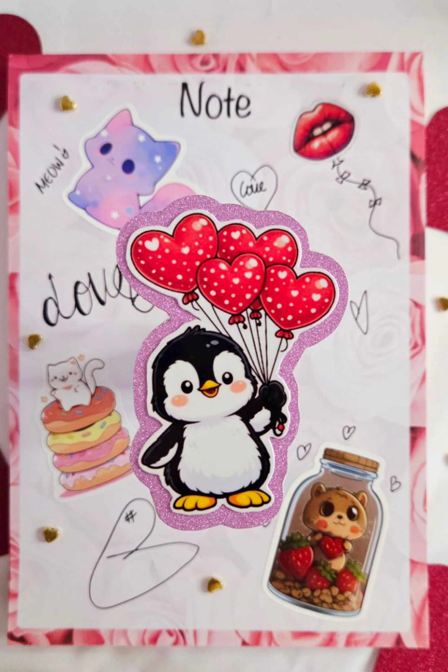 Valentine Balloon Animals Glitter Sticker Pack (Set of 8 Stickers)