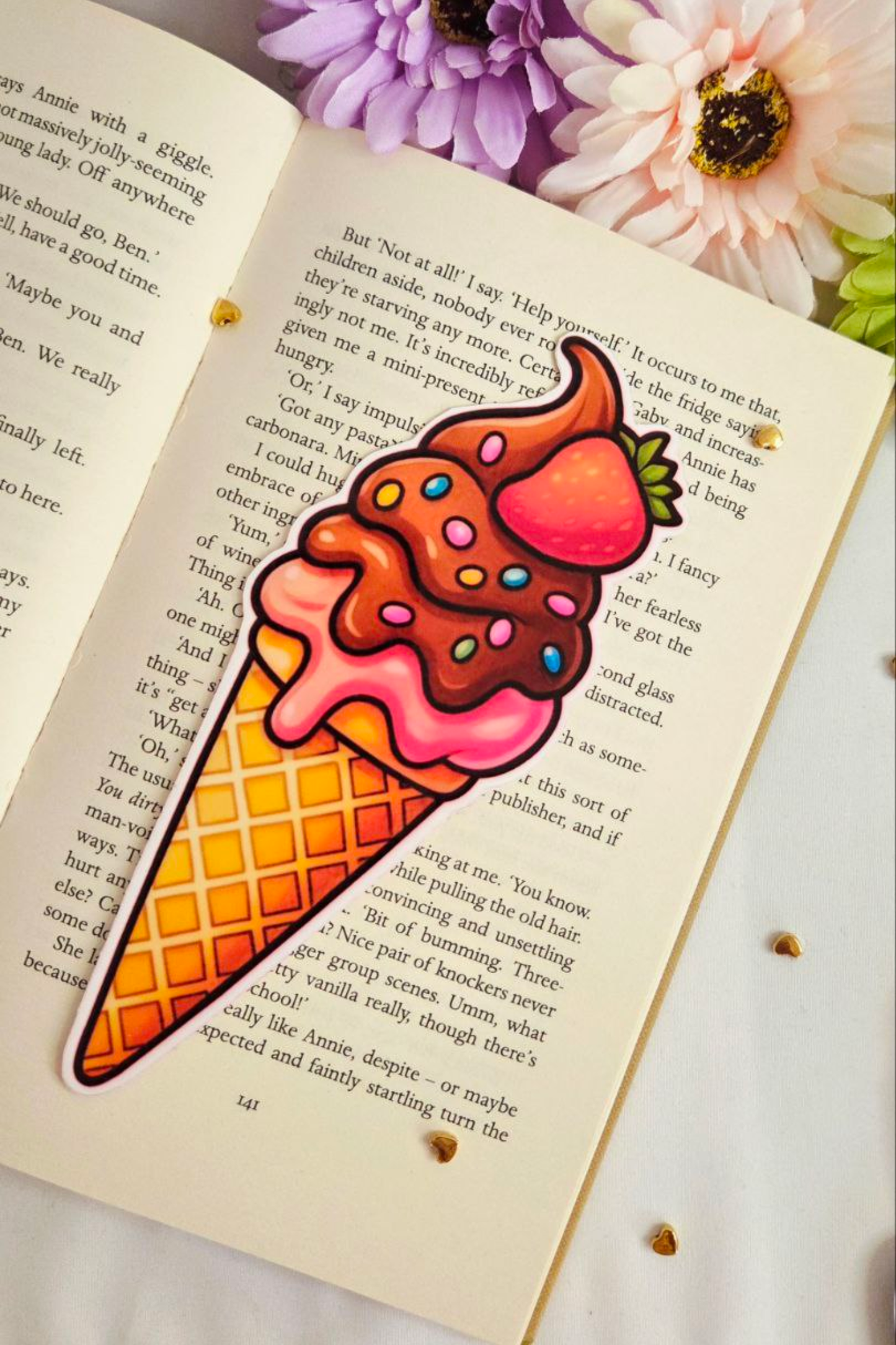 Strawberry Velvet Drip Dessert Bookmark