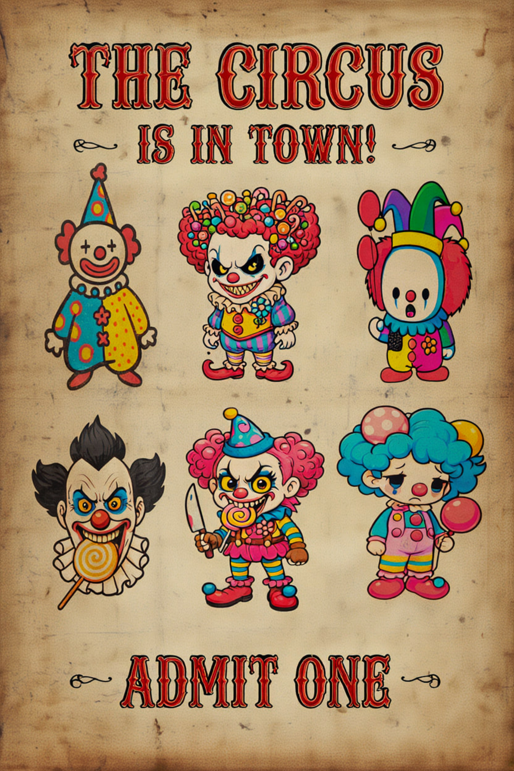 Haunted Circus Collection - Pack of 6 Stickers