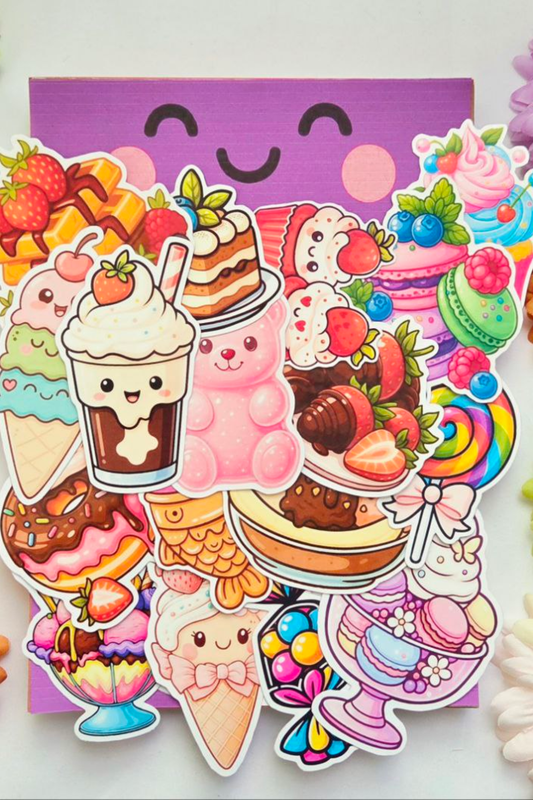 🍰 LivLivStar Sweet Fantasy Dessert Collection - Pack of 17 Stickers
