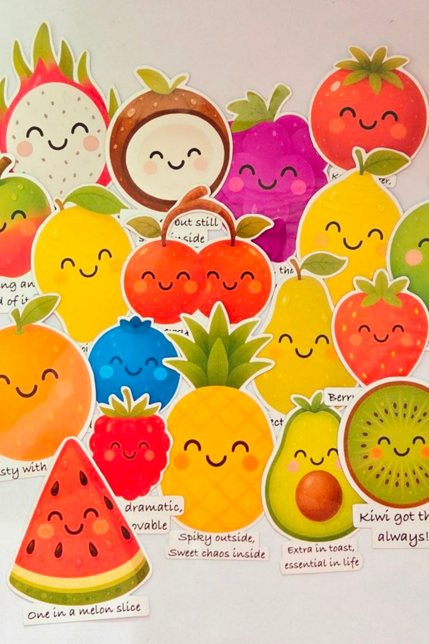 Fruity Smiles Sticker Pack - 18 Joyful Stickers