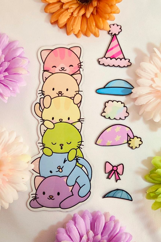 Rainbow Cat Tower Interactive Fridge Magnet