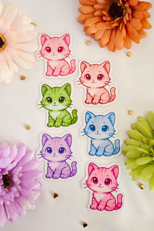 Rainbow Cats Glossy Sticker Pack of 6 Stickers