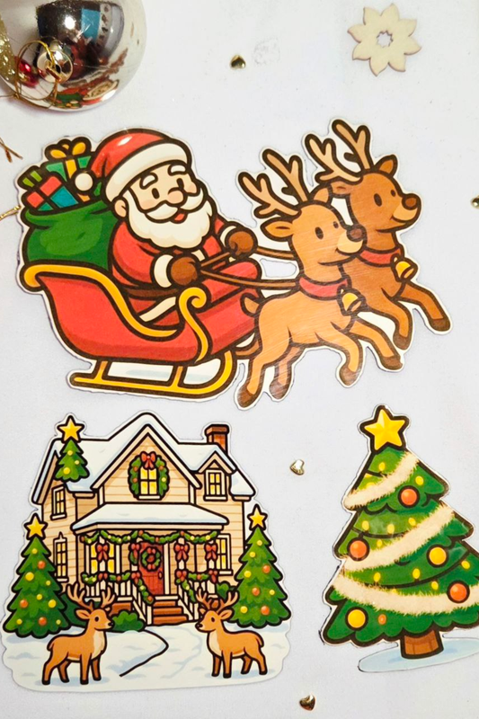 🎄 Christmas Magnet Set – Santa, Tree & Cozy House