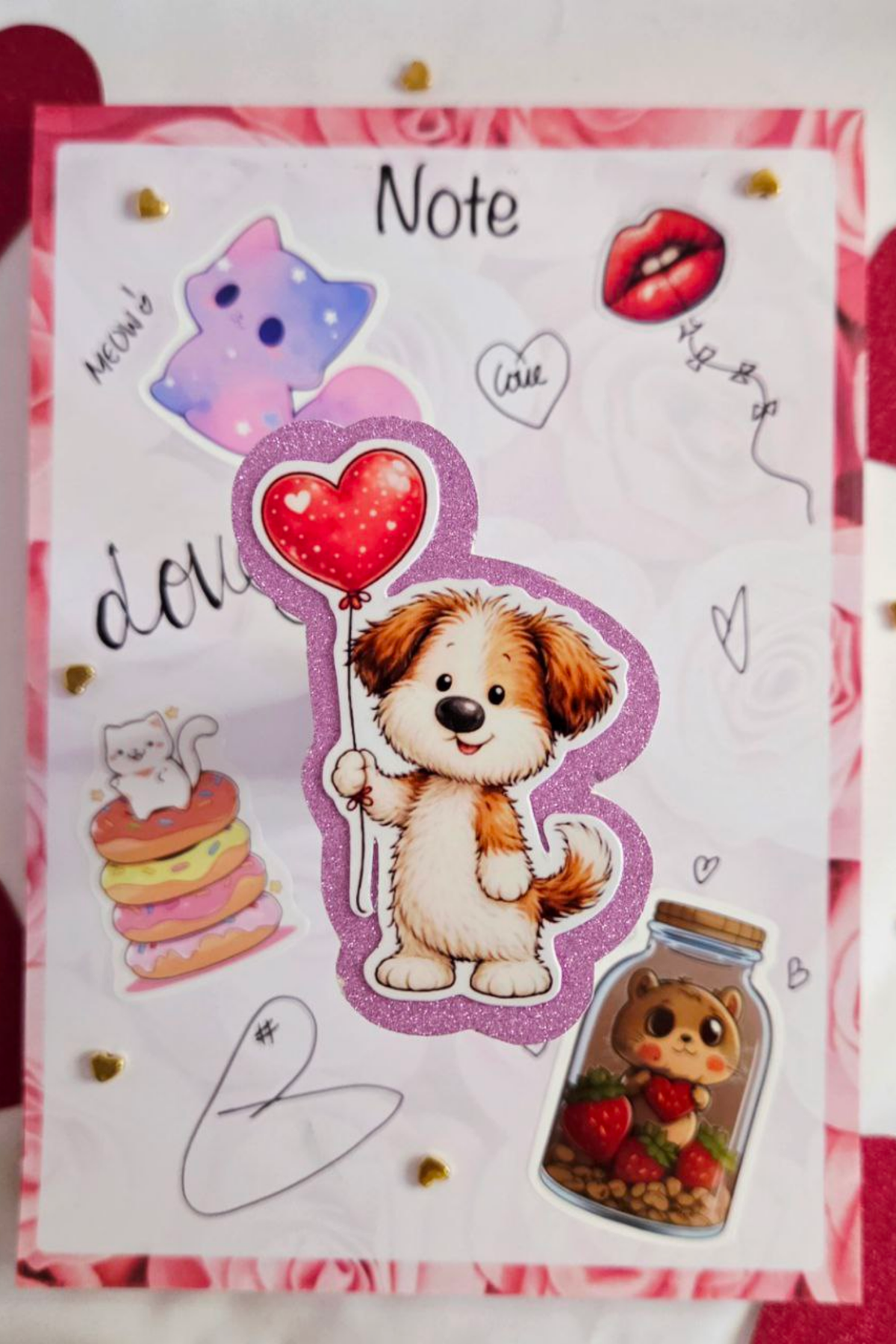 Valentine Balloon Animals Glitter Sticker Pack (Set of 8 Stickers)