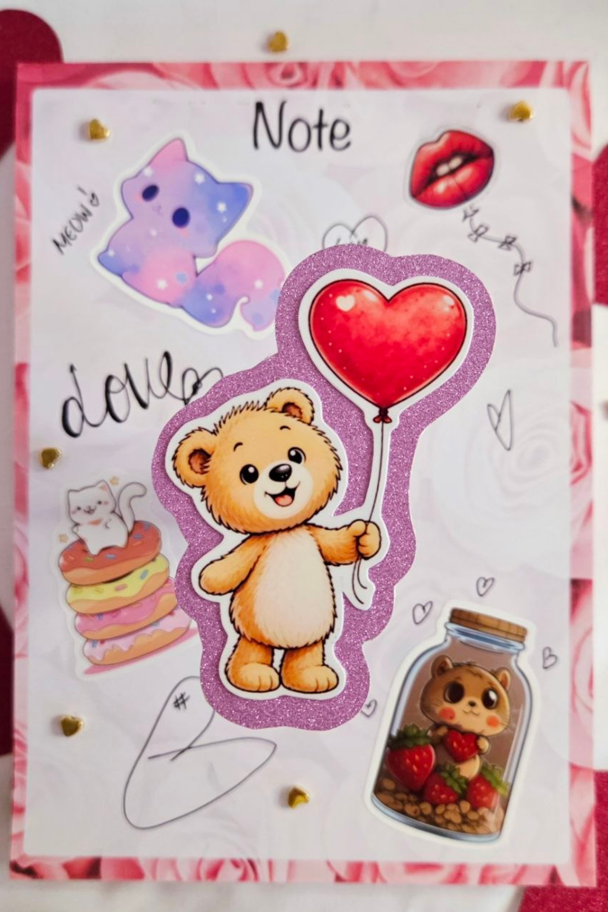 Valentine Balloon Animals Glitter Sticker Pack (Set of 8 Stickers)