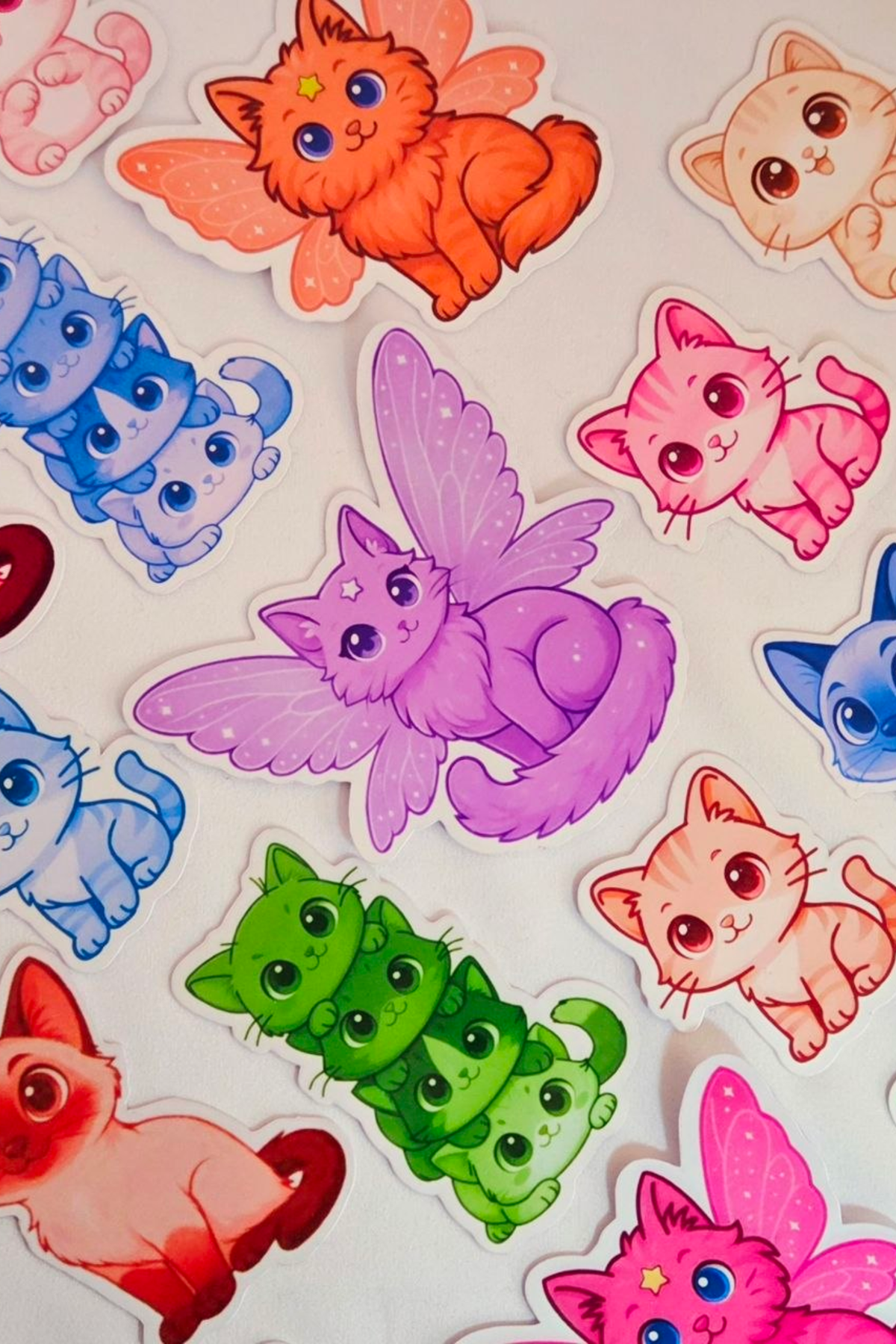 Fairy Rainbow Cats Large Glossy Sticker Pack