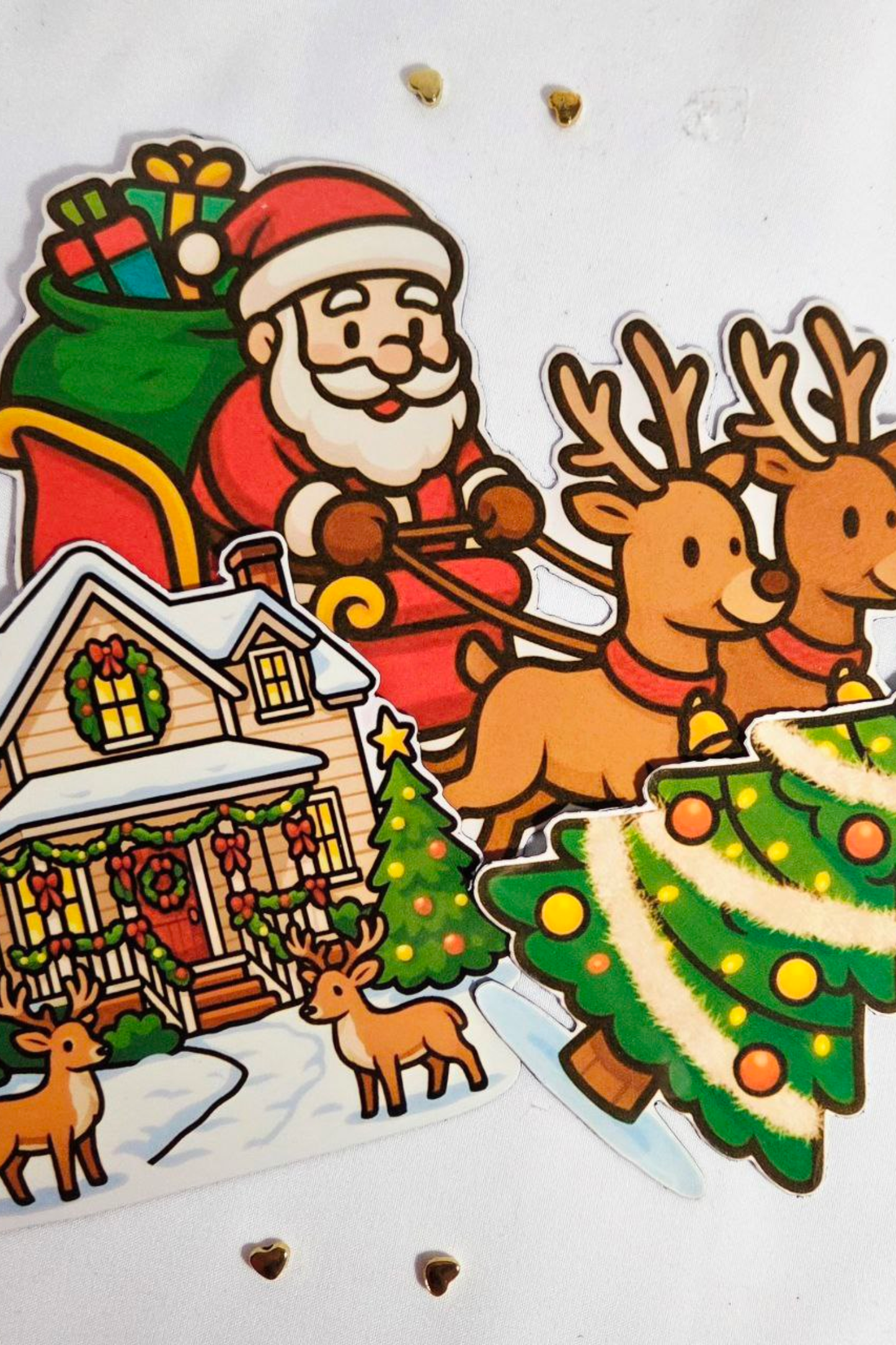 🎄 Christmas Magnet Set – Santa, Tree & Cozy House