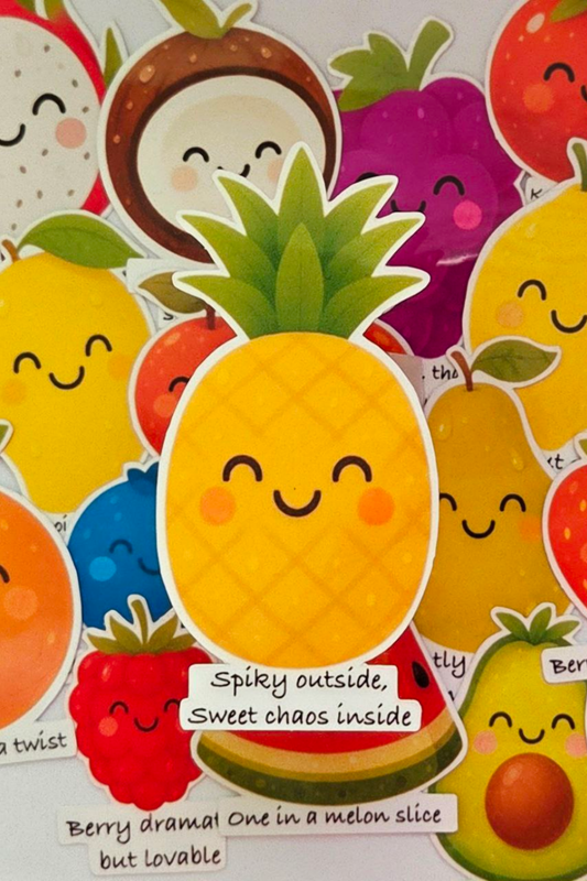 Fruity Smiles Sticker Pack - 18 Joyful Stickers