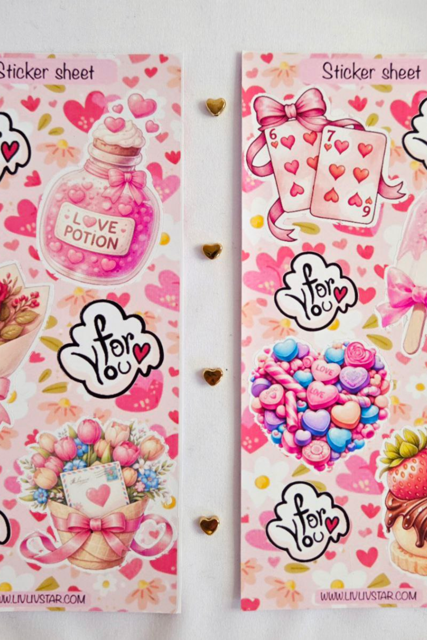Sweetheart Bloom Sticker Sheet – Matte Waterproof Edition (Pack of 4)
