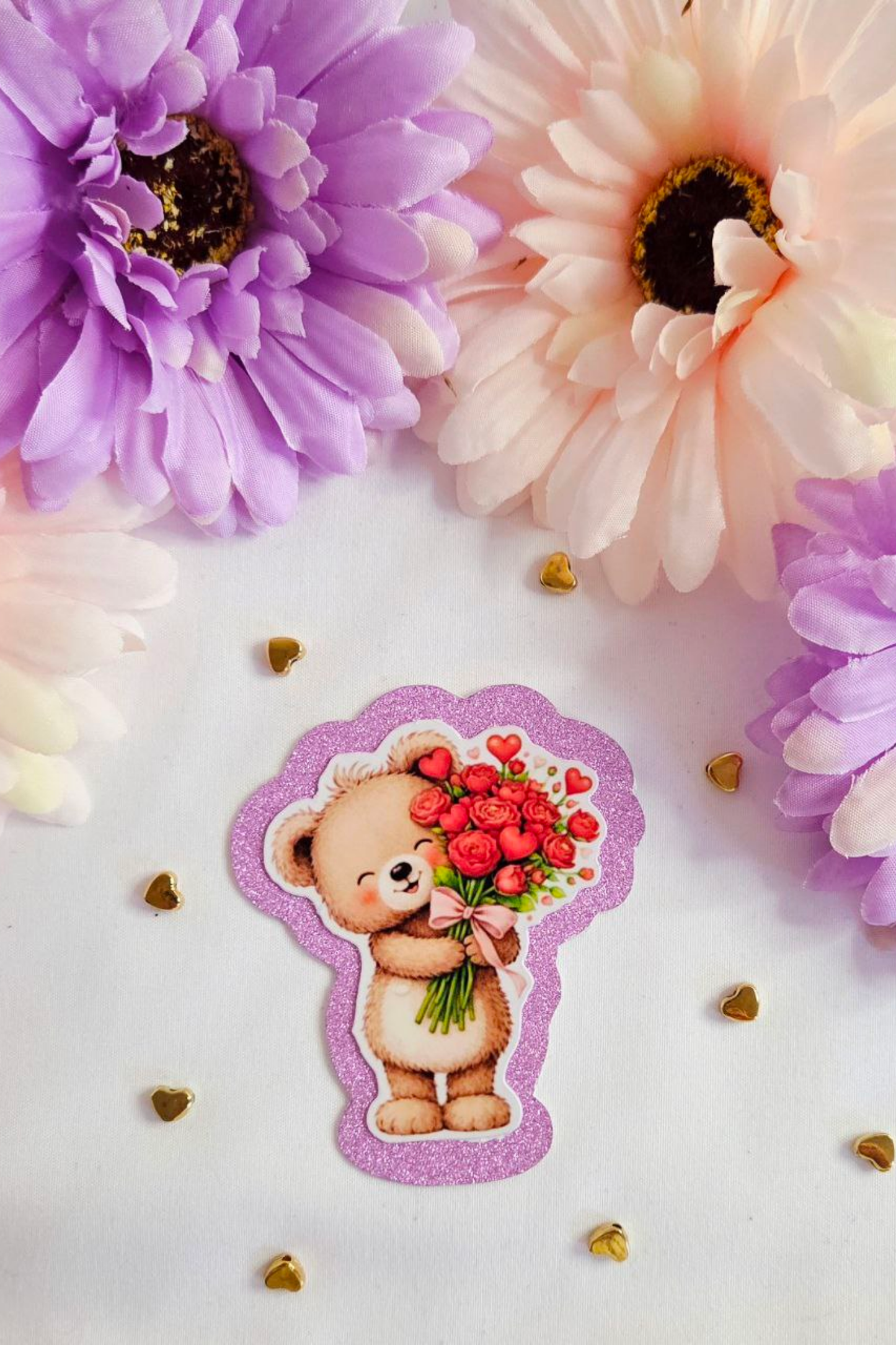 Valentine Rose Animal Glitter Sticker Pack (15 Stickers)