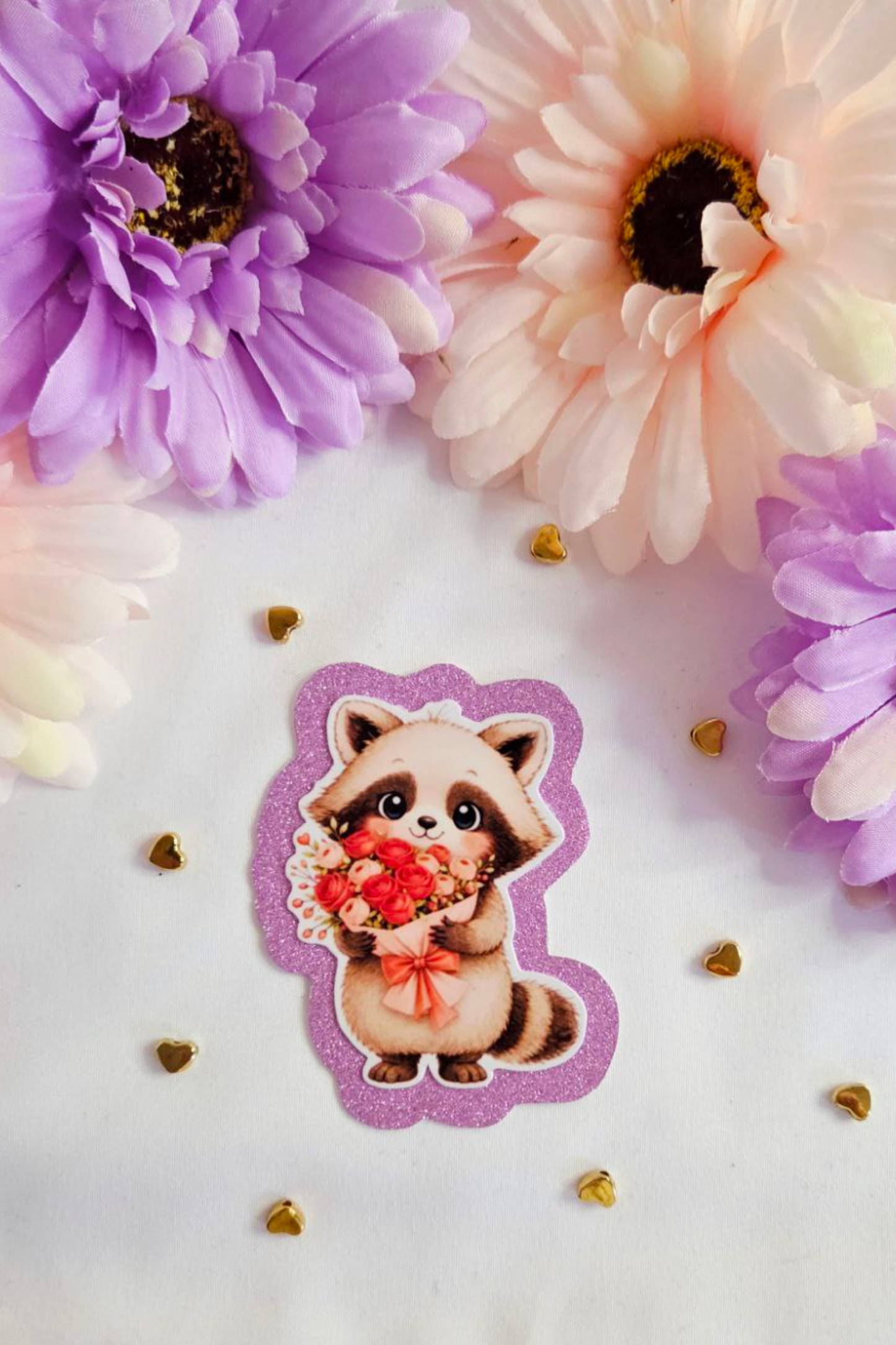 Valentine Rose Animal Glitter Sticker Pack (15 Stickers)