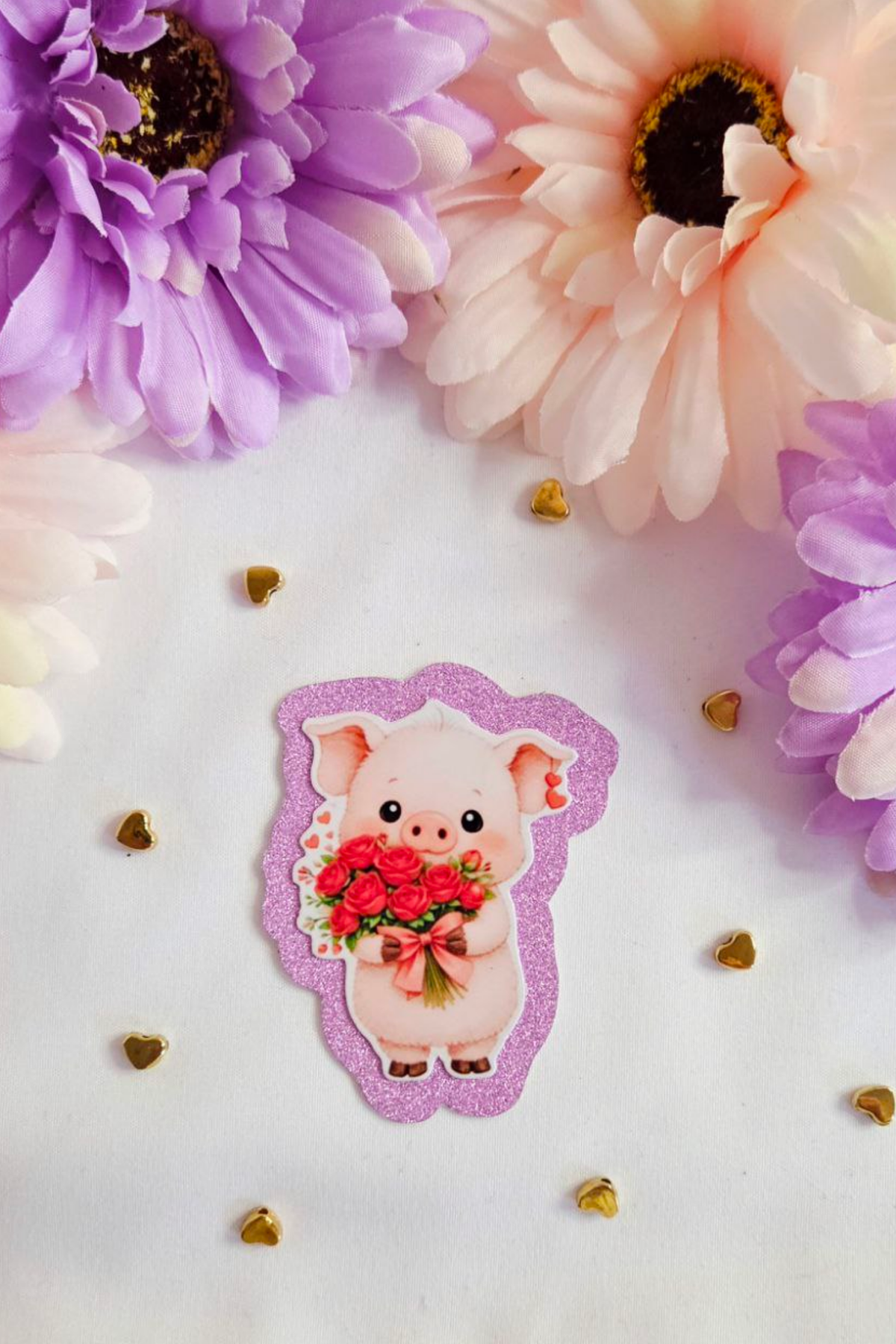 Valentine Rose Animal Glitter Sticker Pack (15 Stickers)
