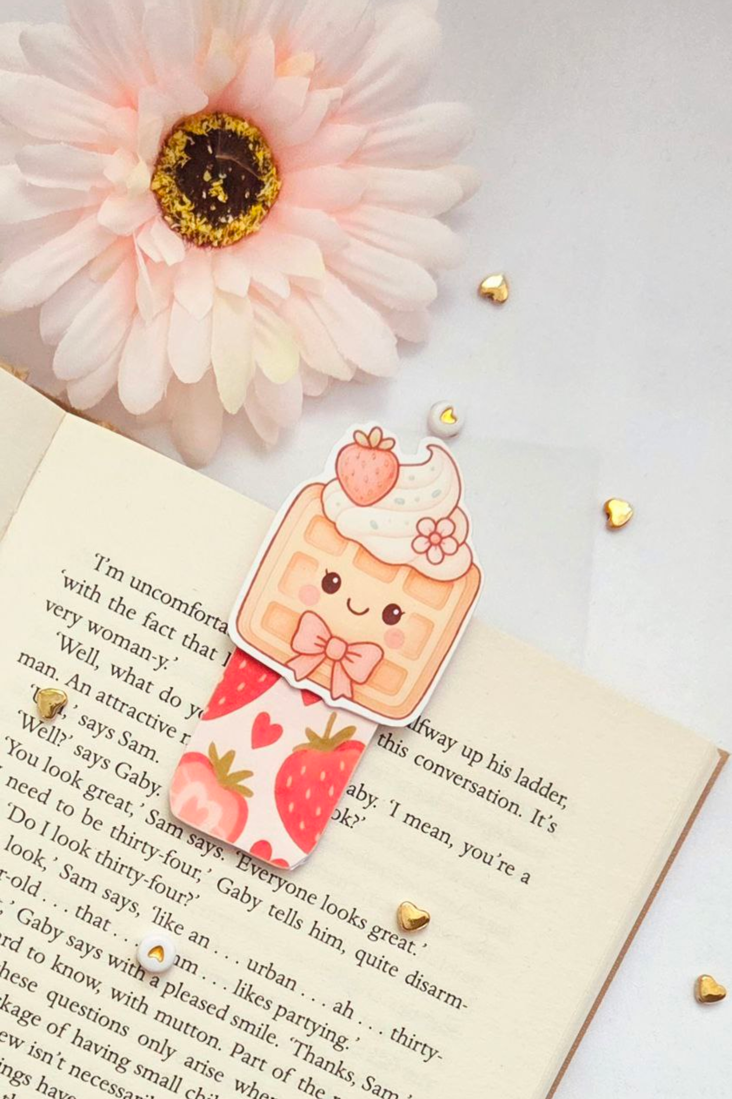 Strawberry Cream Waffle Magnetic Bookmark