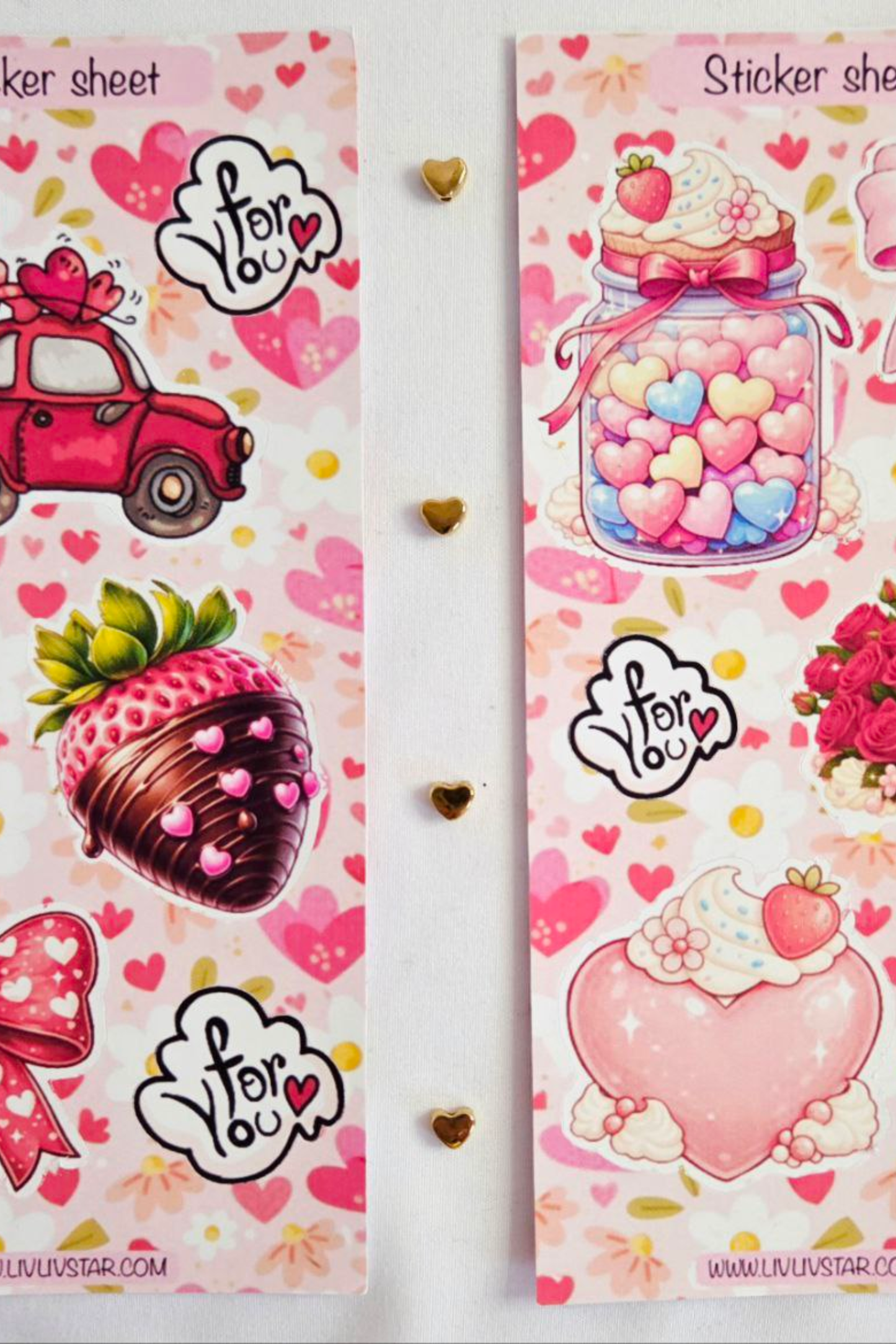 Sweetheart Bloom Sticker Sheet – Matte Waterproof Edition (Pack of 4)