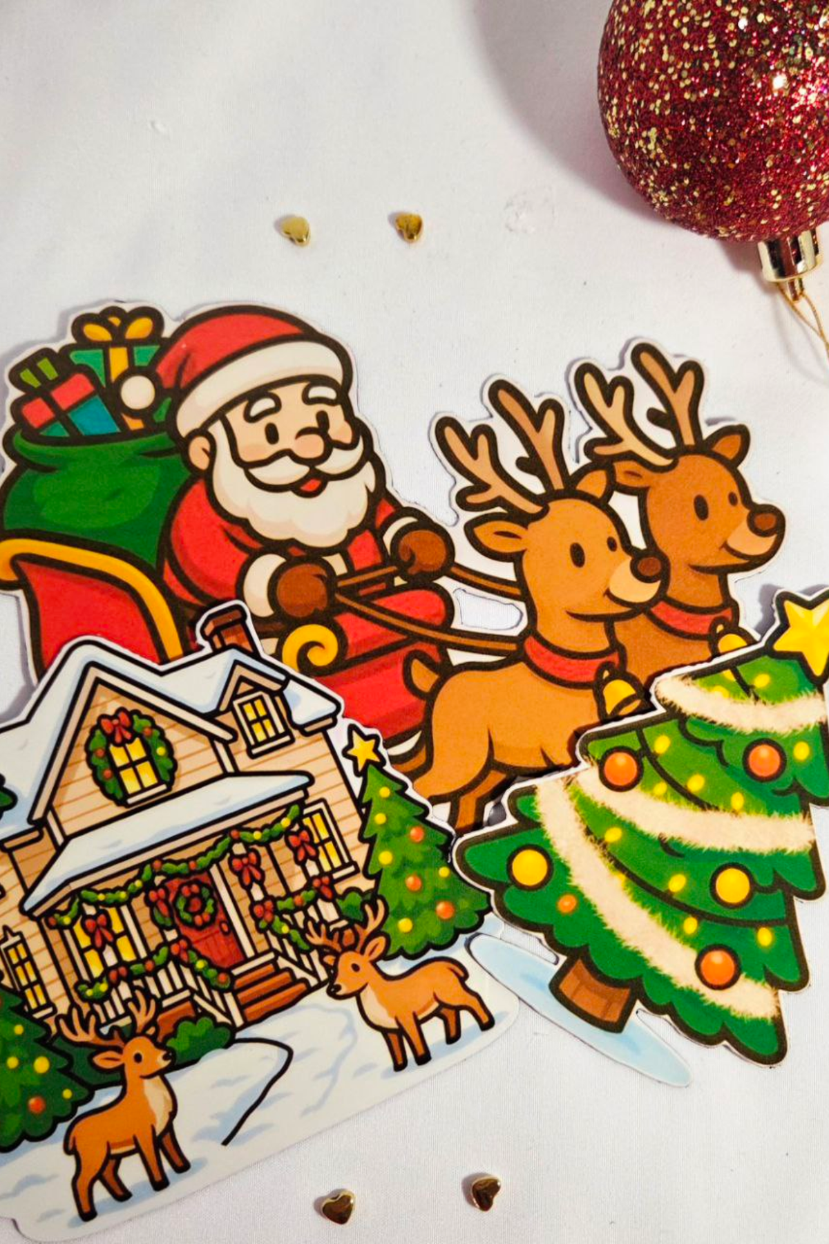 🎄 Christmas Magnet Set – Santa, Tree & Cozy House