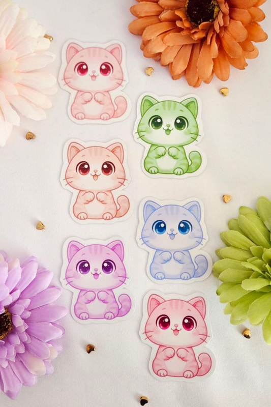 Rainbow Cats Glossy Sticker -Pack of 6 Stickers