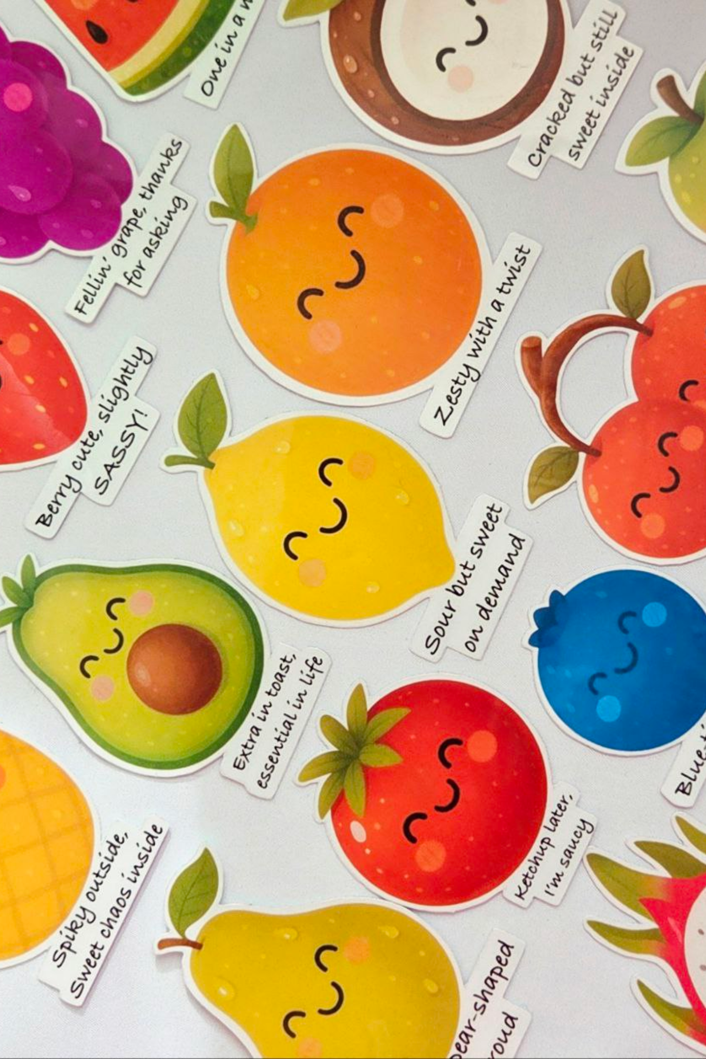 Fruity Smiles Sticker Pack - 18 Joyful Stickers