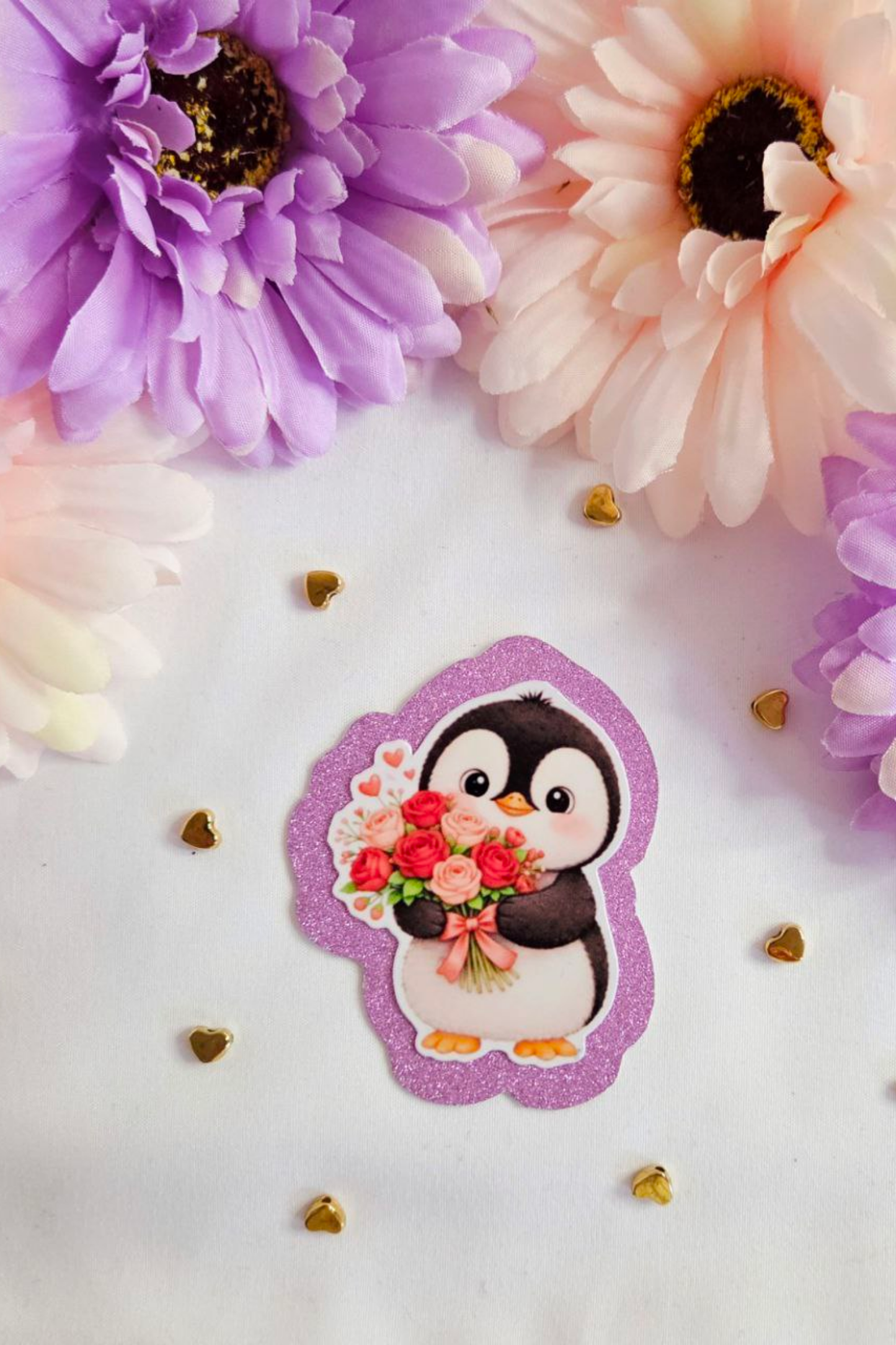 Valentine Rose Animal Glitter Sticker Pack (15 Stickers)