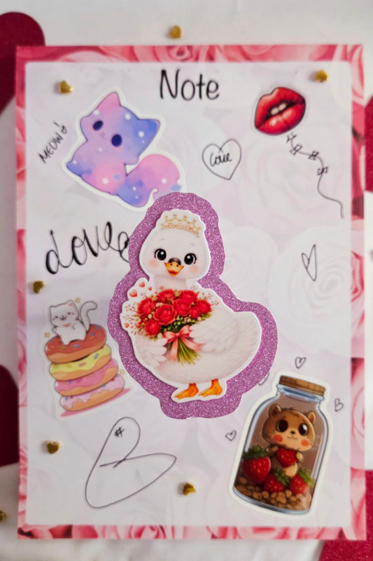 Rose Bouquet Swan Glitter Sticker