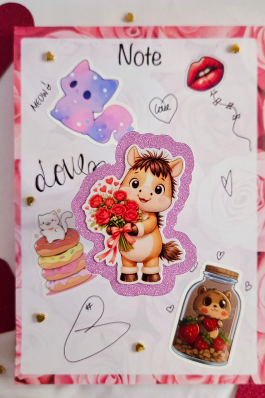 Rose Bouquet Pony Glitter Sticker