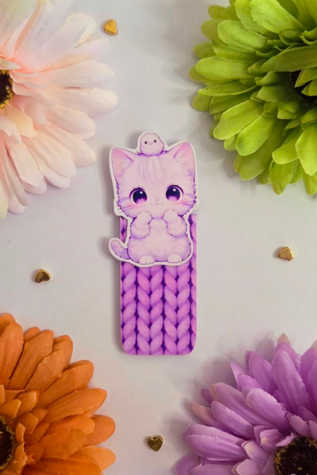 Lavender Hug Cat – Magnetic Bookmark