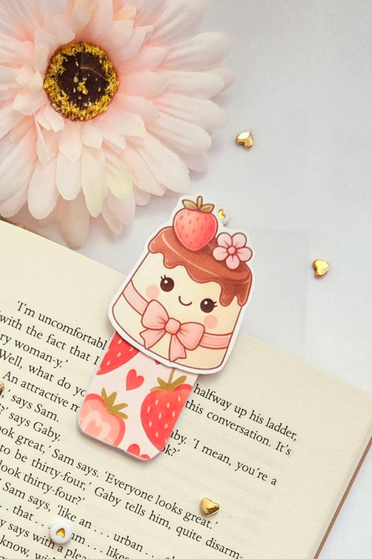Strawberry Cocoa Bliss Magnetic Bookmark
