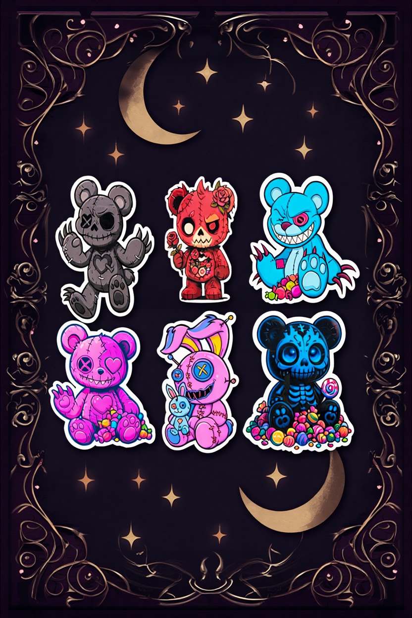 Rose Reaper Bear sticker