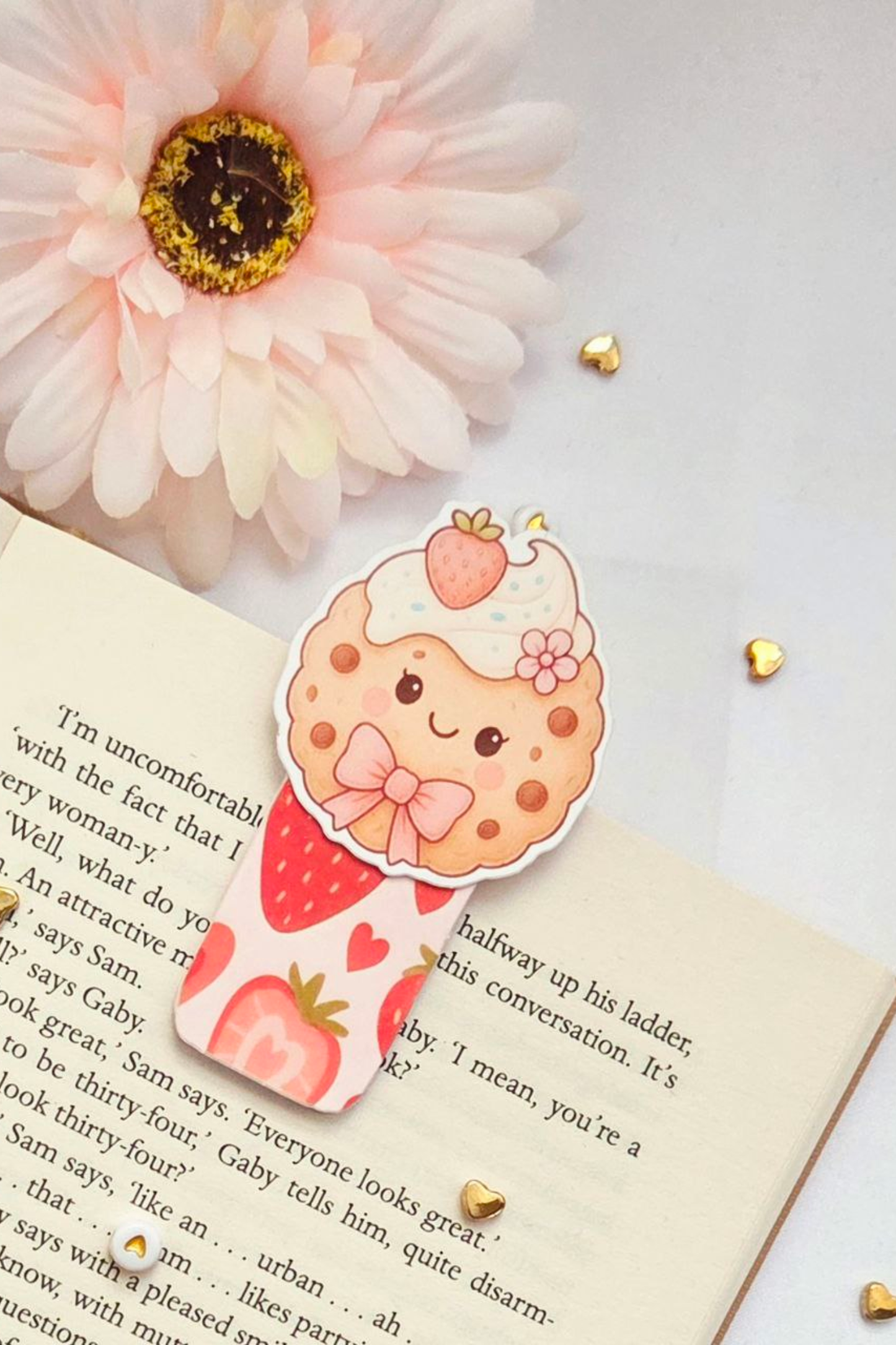 Strawberry Cream Cookie Charm Magnetic Bookmark
