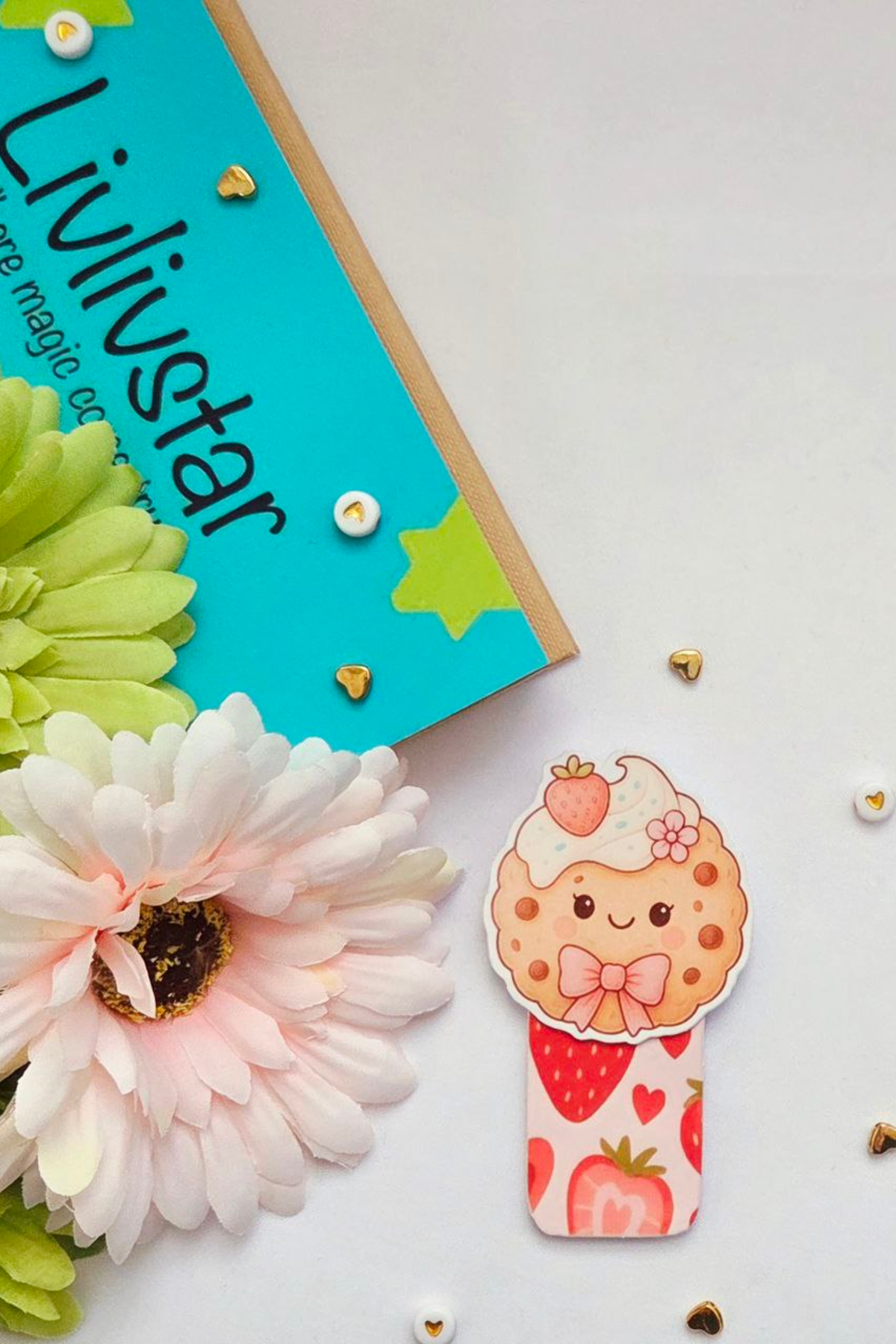 Strawberry Cream Cookie Charm Magnetic Bookmark