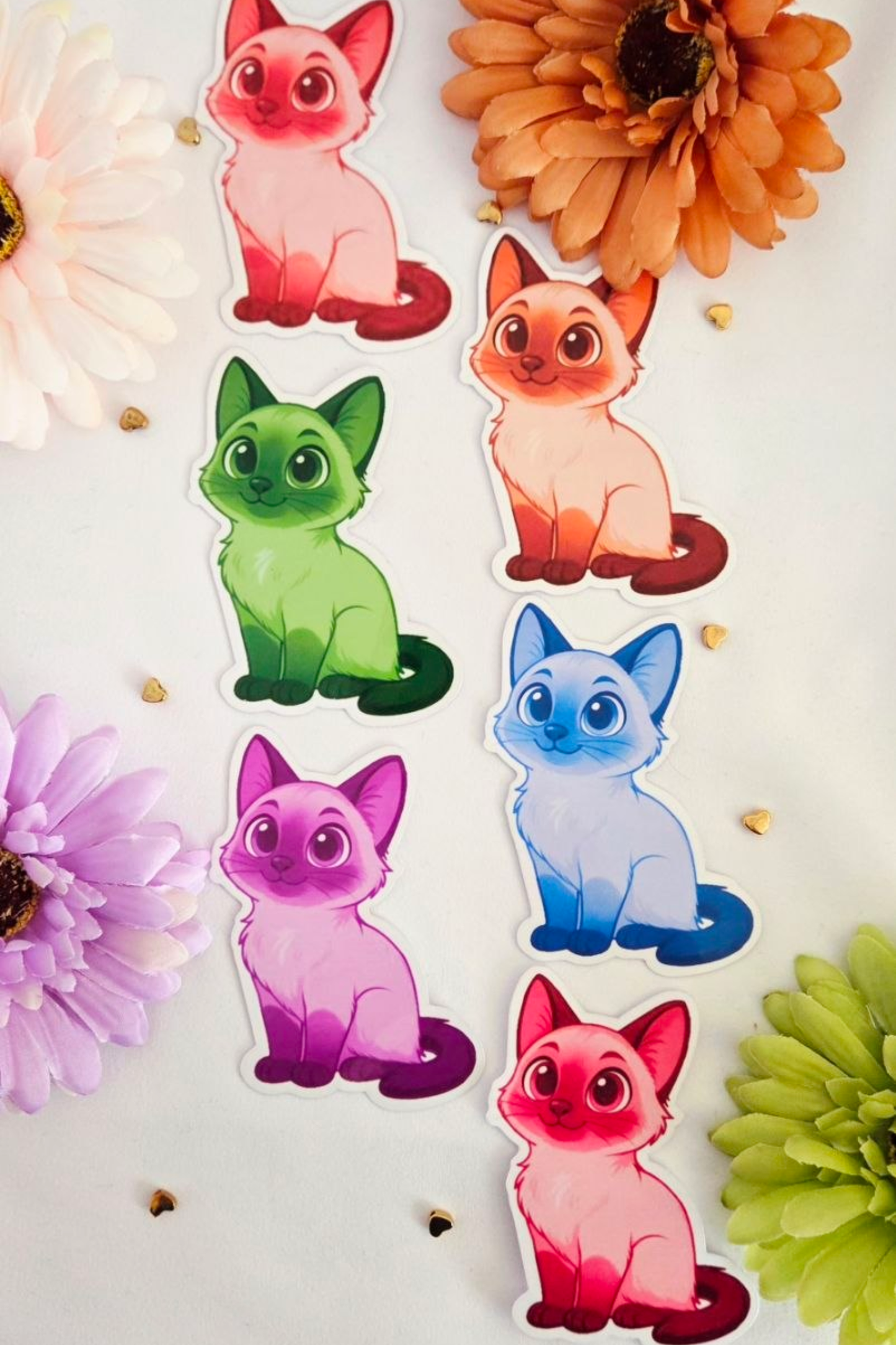 Cute Cat Stickers Glossy Waterproof Kawaii Cats Large Pack or Single