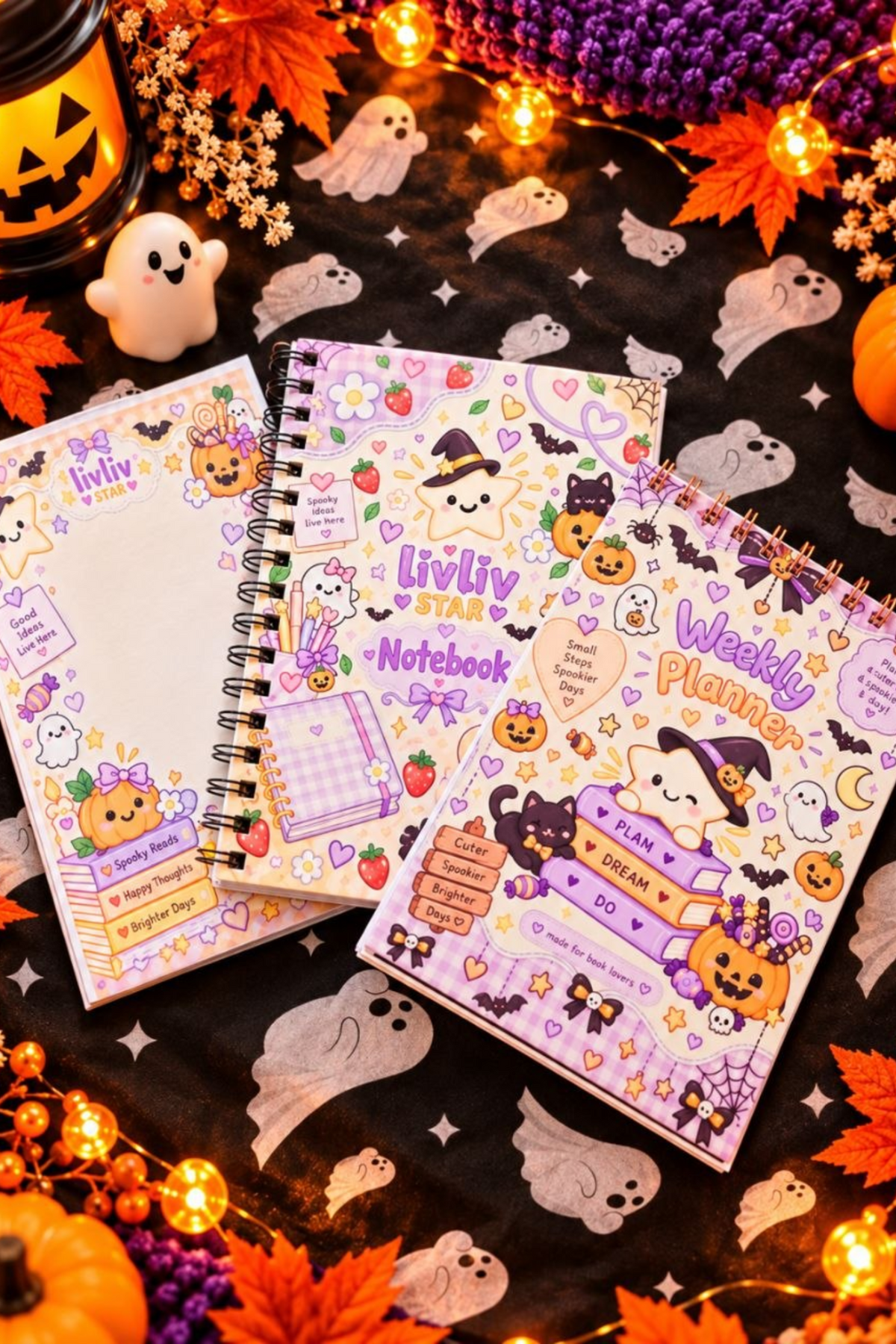 LivLivStar Halloween A5 notebook planner and notepad set