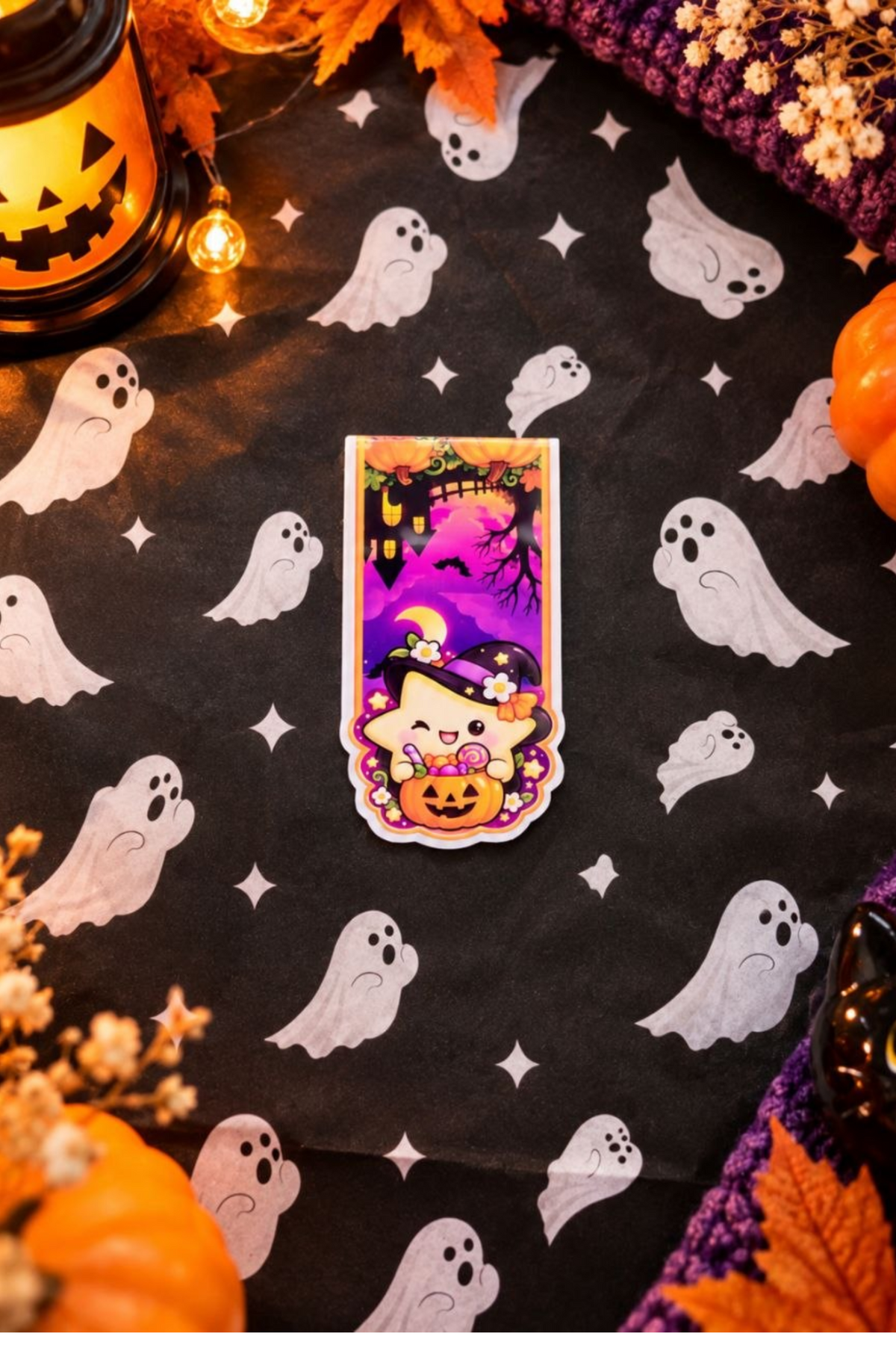 LivLivStar Halloween clipped bookmark with witch star and pumpkin