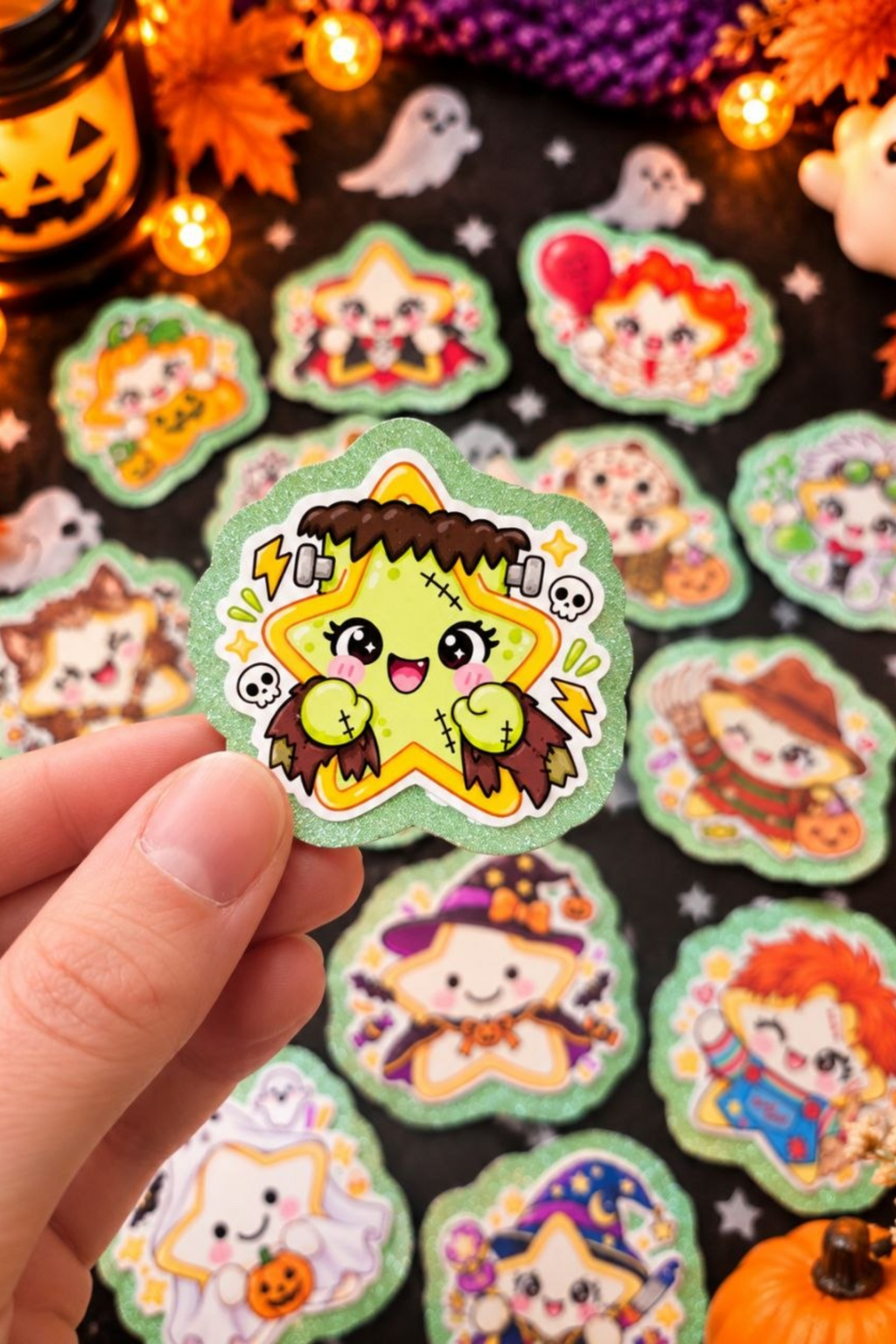LivLivStar Halloween Frankenstein star sticker close-up